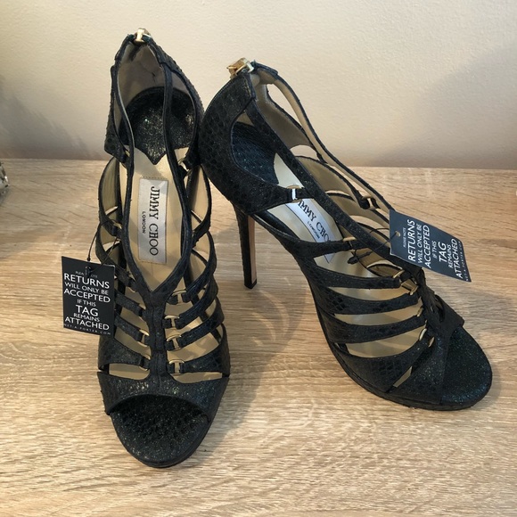 JIMMY CHOO DRAKE WATER SNAKESKIN SANDALS - Picture 5 of 7